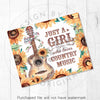 a card with a guitar and sunflowers on it