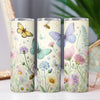 Wildflowers and Butterfly Summer Nature 20oz Sublimation Tumbler Wrap PNG