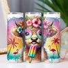 Highland Cow Eating Popsicle Summer Vibes 20oz Sublimation Tumbler Wrap PNG