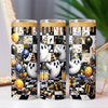 Cute New Years Eve Ghost, Black & Gold Glitter 20oz Sublimation Tumbler Wrap PNG