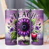 Purple Sunflower Teacher Appreciation 20oz Sublimation Tumbler Wrap PNG