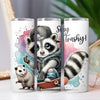 Stay Trashy Raccoon on Skateboard Trash Panda 20oz Sublimation Tumbler Wrap PNG