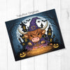 Silly Highland Cow Wizard & Haunted House Halloween 20oz Sublimation Tumbler Wrap PNG