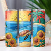 Sea Turtle & Sunflowers Tropical Beach 20oz Sublimation Tumbler Wrap PNG