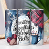 Sweaters, Snowflakes & Sleigh Bells Winter 20oz Sublimation Tumbler Wrap PNG