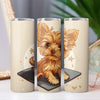 Yorkie Puppy on Yoga Mat 20oz Sublimation Tumbler Wrap PNG