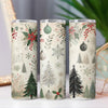 Boho Christmas Poinsettias & Ornaments 20oz Sublimation Tumbler Wrap PNG