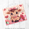 Valentine's Highland Calf with Pink Bow & Hearts 20oz Sublimation Tumbler Wrap PNG