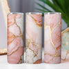 Peach Pink Gold Marble Glam Glitter 20oz Sublimation Tumbler Wrap PNG