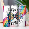 Autism is My Superpower Rainbow Puzzle Bow 20oz Sublimation Tumbler Wrap PNG