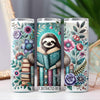 Easily Distracted by Books Floral Sloth 20oz Sublimation Tumbler Wrap PNG