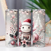 Cute Pink Christmas Axolotl 20oz Sublimation Tumbler Wrap PNG