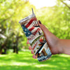 Trout & Deer Hunter American Flag Rustic Country 20oz Sublimation Tumbler Wrap PNG