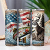 Trout & Deer Hunter American Flag Rustic Country 20oz Sublimation Tumbler Wrap PNG