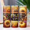 Fall Vibes Glitter Sunflowers 20oz Sublimation Tumbler Wrap PNG